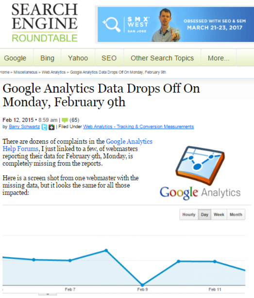 Search Engine Roundtable Google Analytics Data Drops February 9 2015